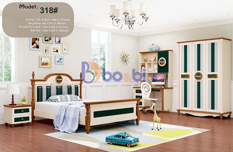 Phòng ngủ cho bé trai cao cấp nhập khẩu BBHHM318-3